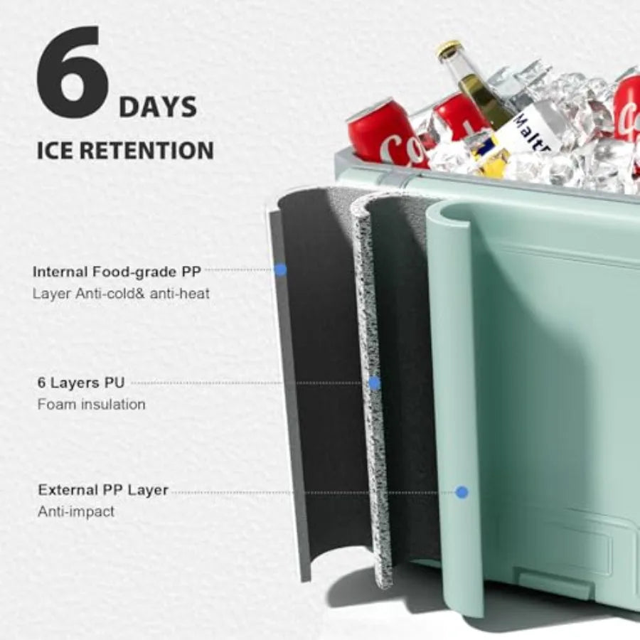 Wheeled Portable Cooler With Leakproof Insulation For Outdoors