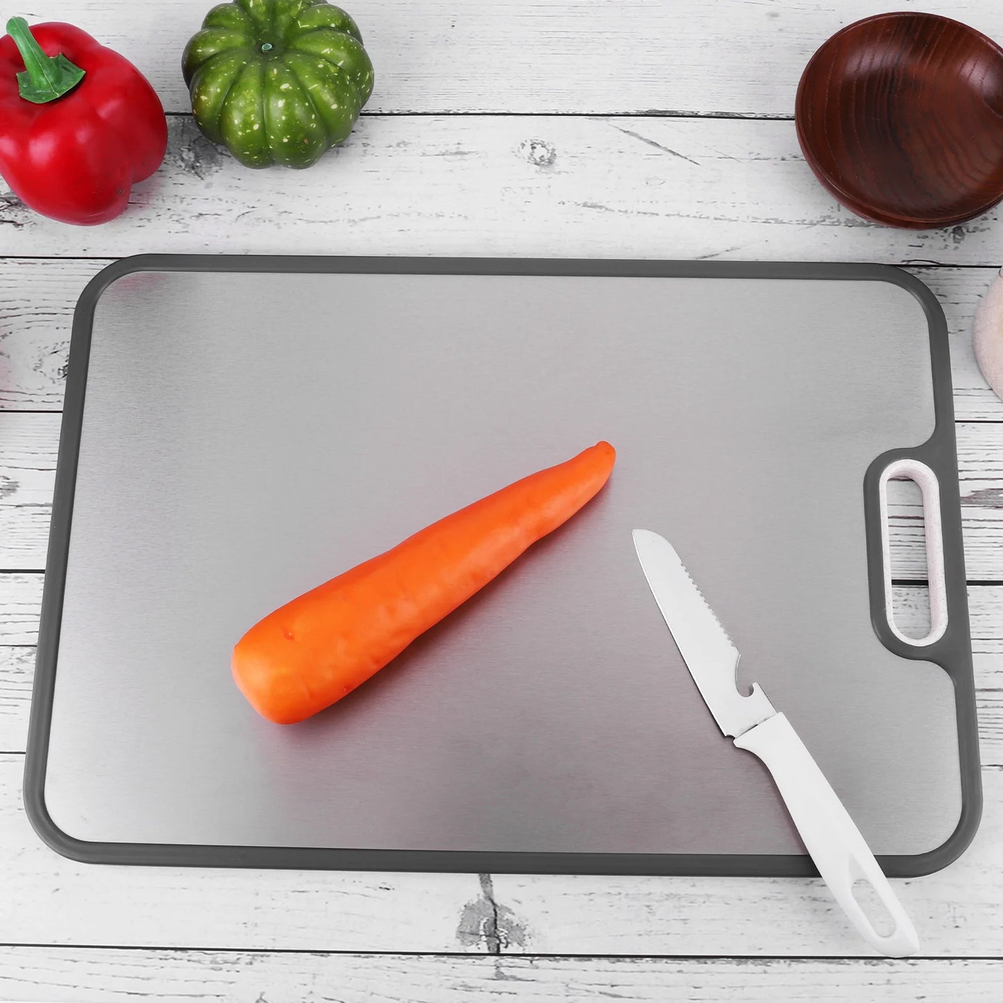 APWIKOGER Double Sided Titanium Cutting Board Food Grade Wheat Straw PP