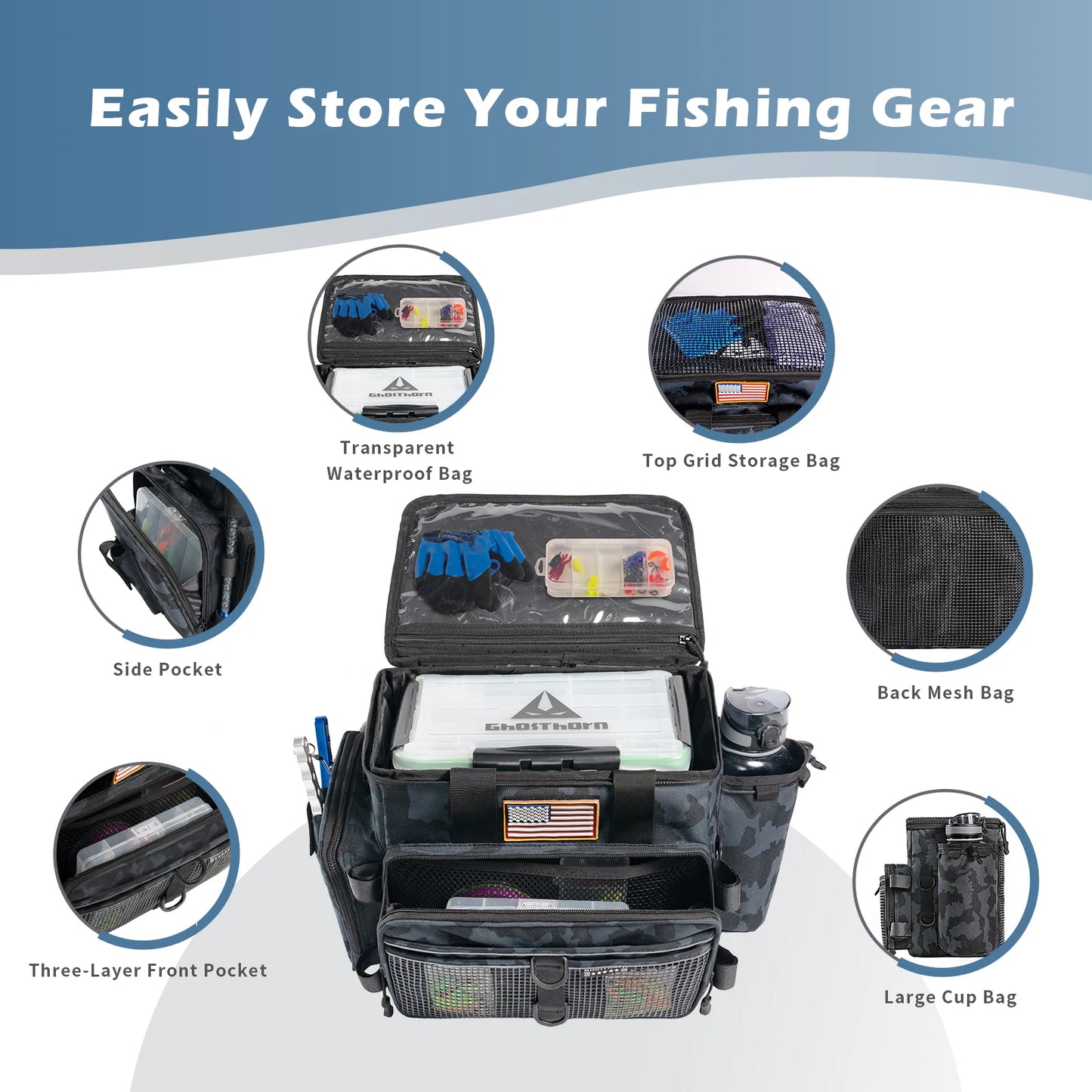 Salt Water Resistant Fishing Tackle Bags Tackle Box Bag For High Capacity Storage