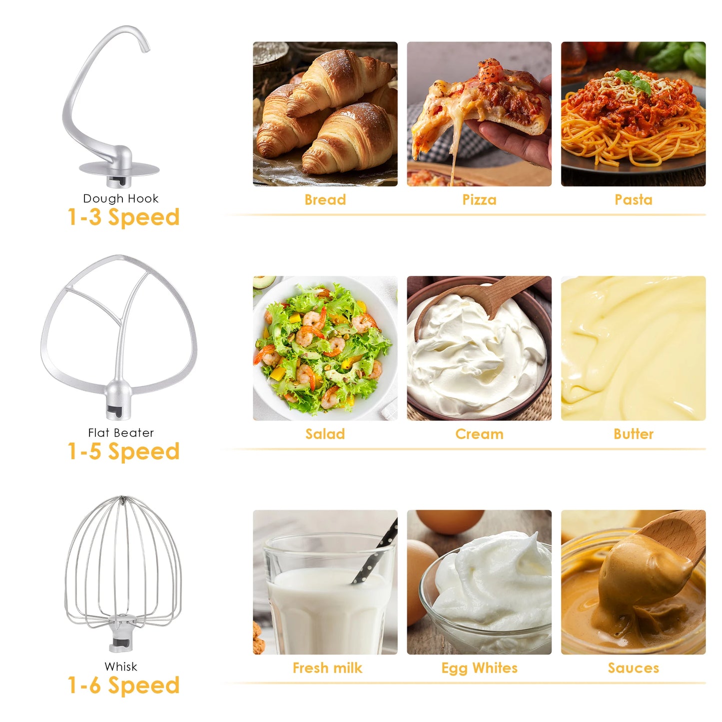 Biolomix Stand Mixer 1200W 6-Speed Tilt-Head Kitchen Appliance