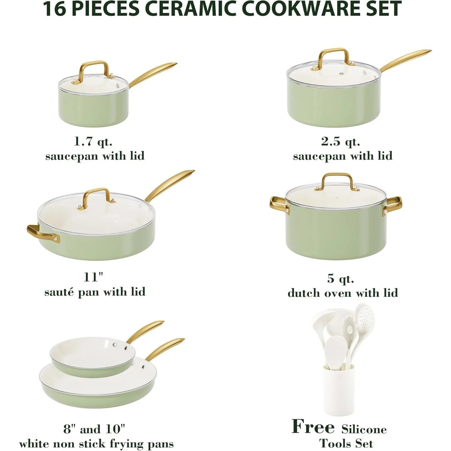 Nonstick Ceramic Cookware Set With Utensils Non Toxic