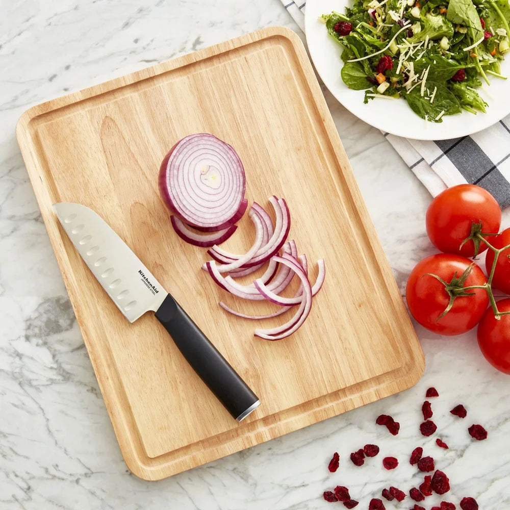 Rubberwood Cutting Board Perimeter Trench Reversible Kitchen