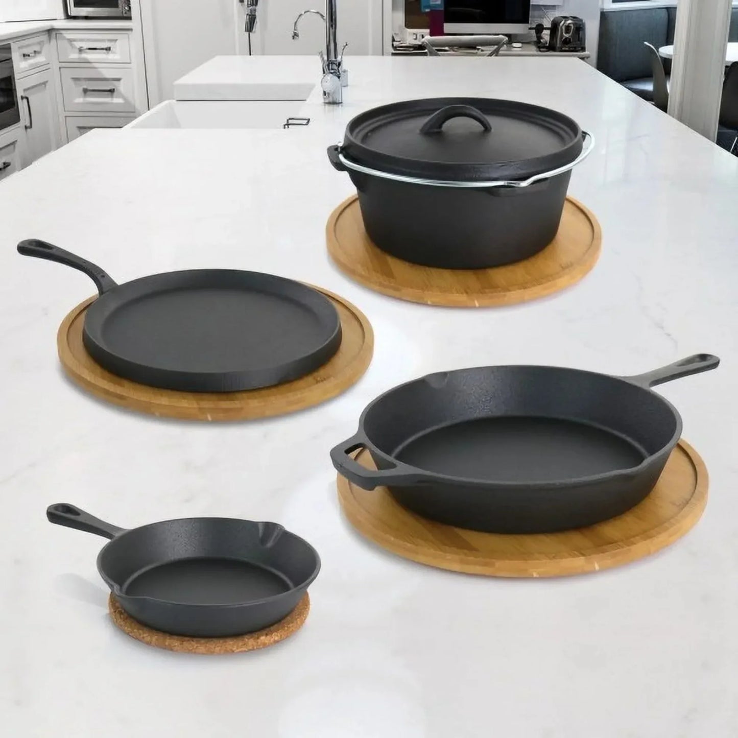 Preseasoned 5 Piece Cast Iron Cookware Set Nonstick Pots Pans