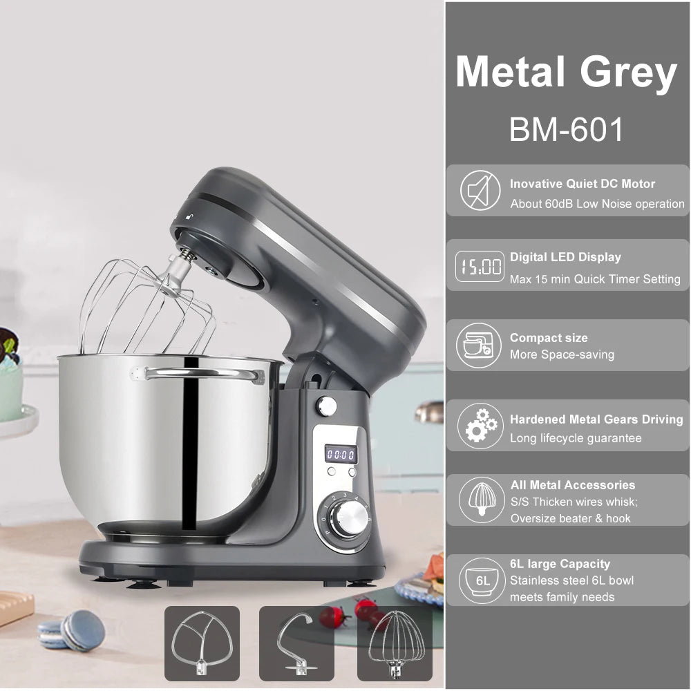 Biolomix Stand Mixer 1200W 6-Speed Tilt-Head Kitchen Appliance