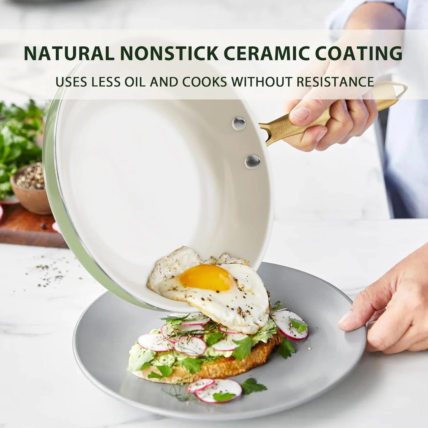 Nonstick Ceramic Cookware Set With Utensils Non Toxic