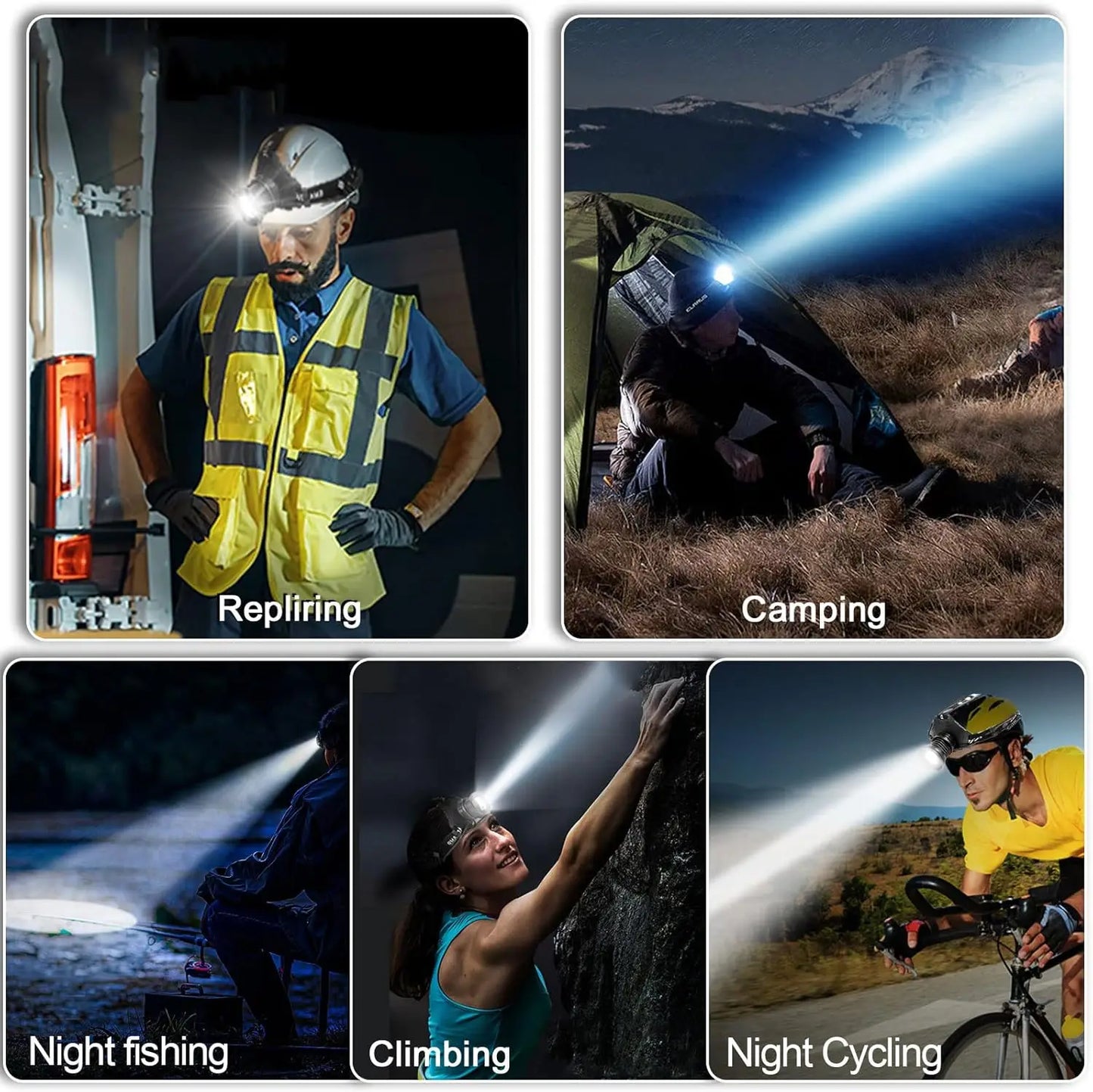 USB Rechargeable Headlamp For Night Fishing High Power LED Headlight