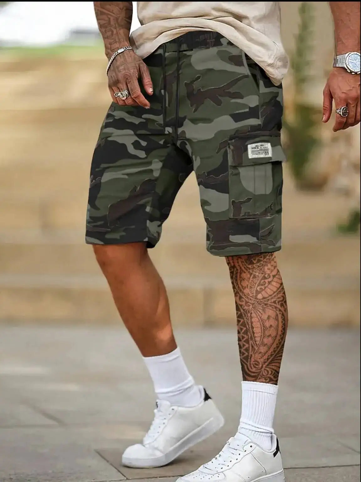 Men's Camouflage Work Shorts With Multiple Pockets For Outdoors