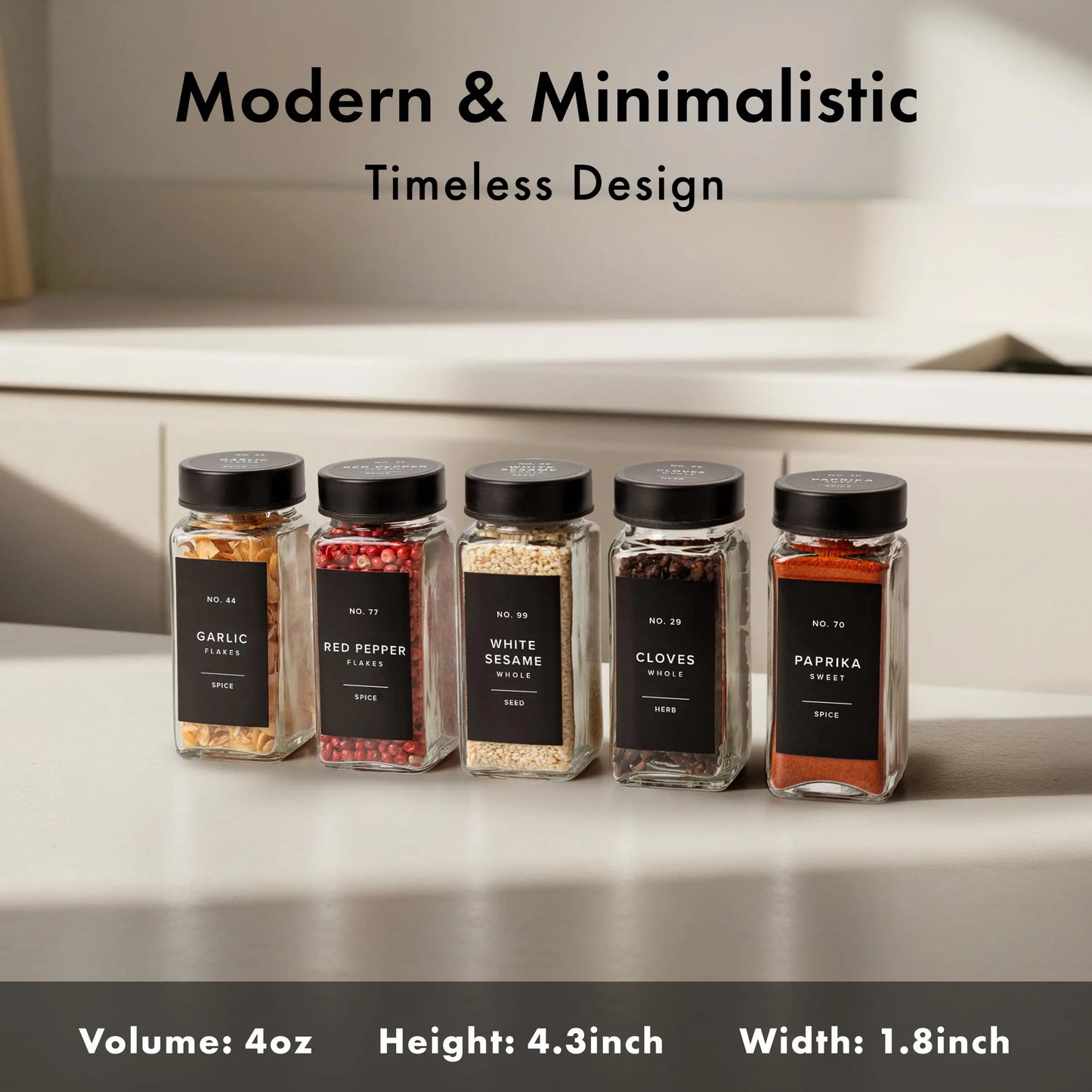 Glass Spice Jars With Stainless Steel Lids Labels And Funnel
