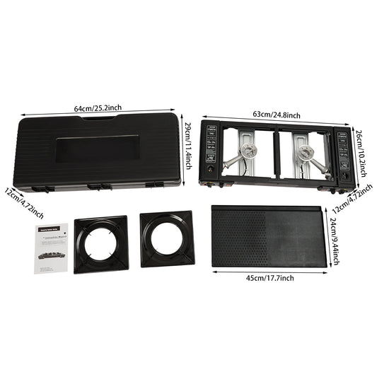 None 2-Burner Portable Camping Stove Kit With Carrying Case