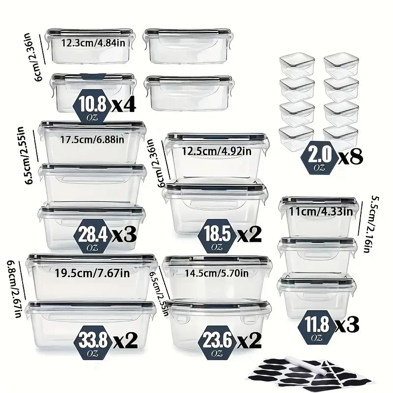 AEDG 48 Pack Leakproof Food Storage Containers Set With Easy Snap Lids BPA Free Labels And Marker