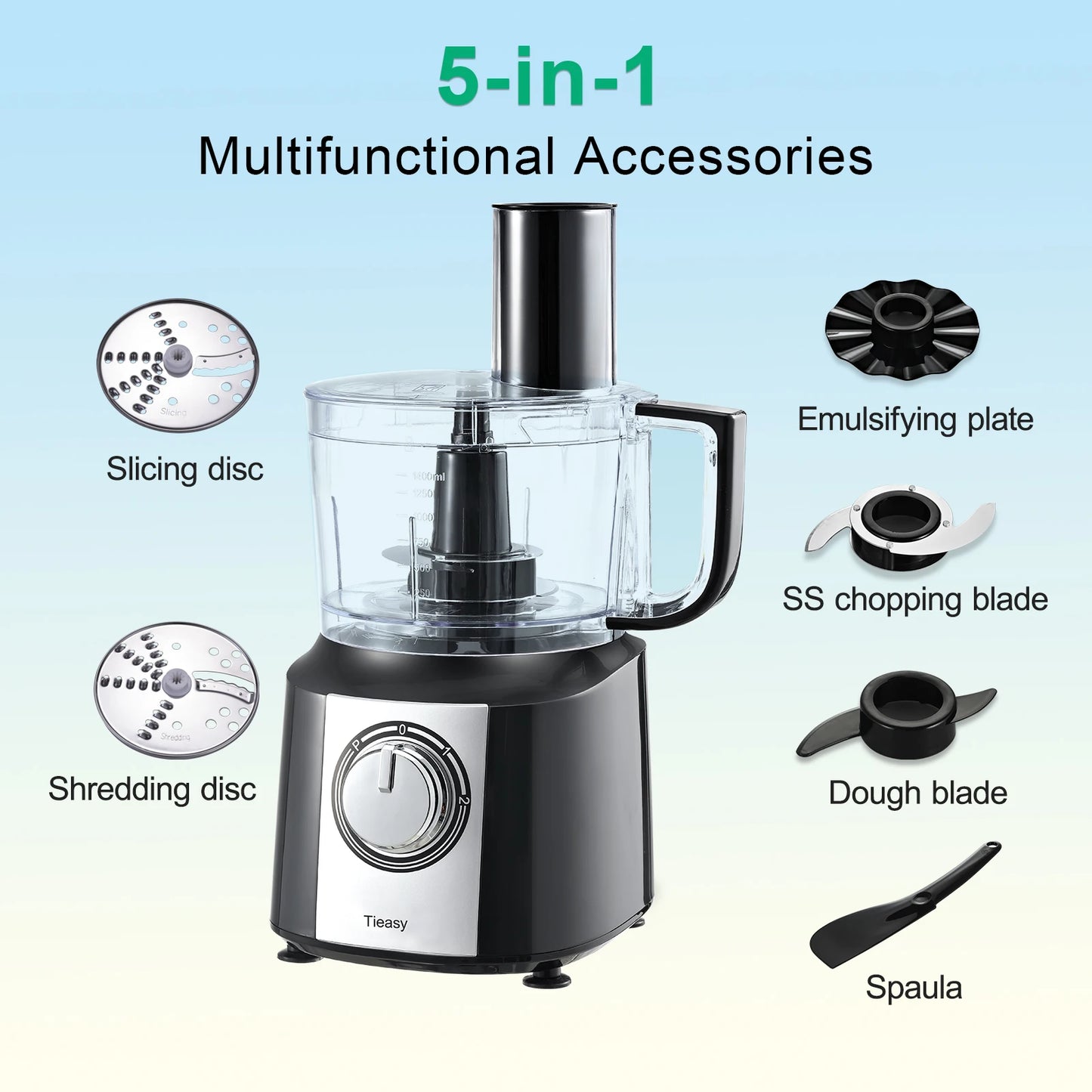 TopStrong 5in1 Electric Food Processor 600W Multifunction Kitchen Appliance