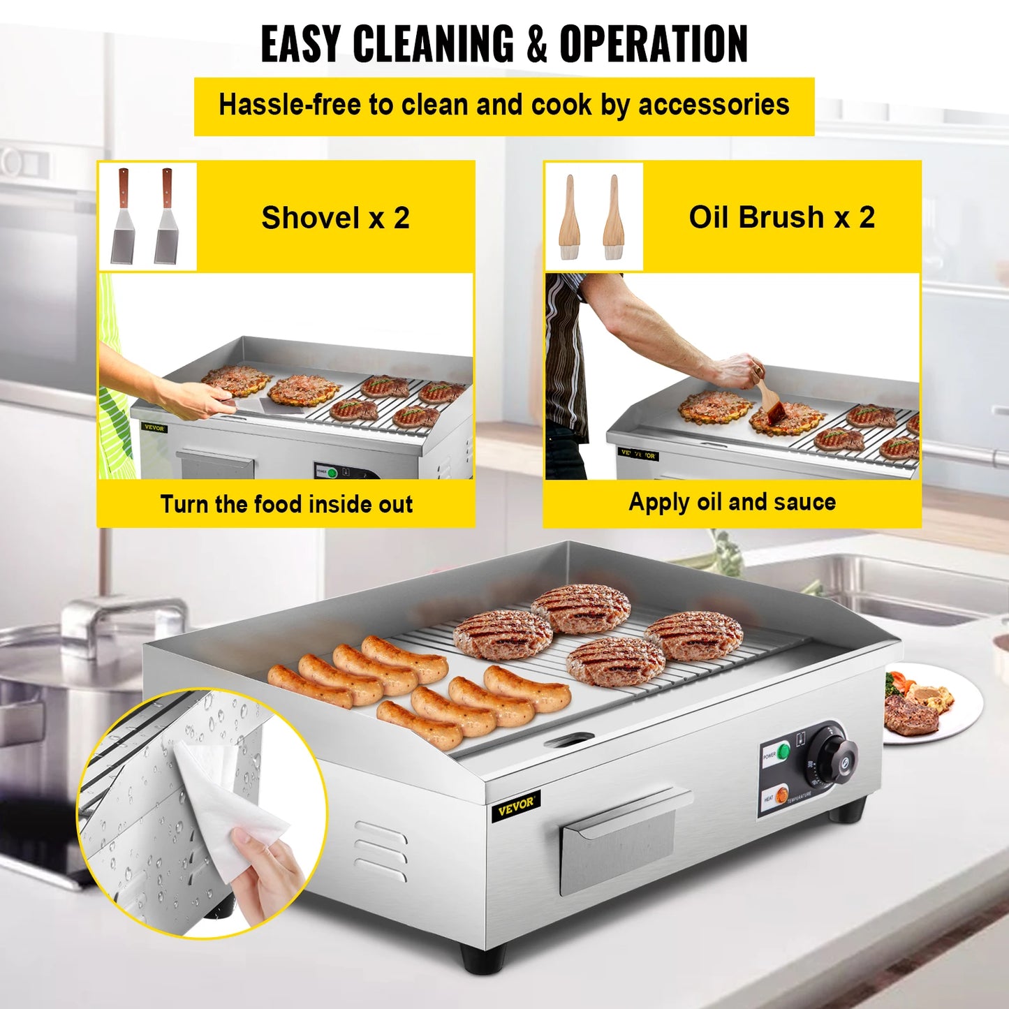 SucceBuy Electric Countertop Griddle Teppanyaki Grill 1600W 3200W