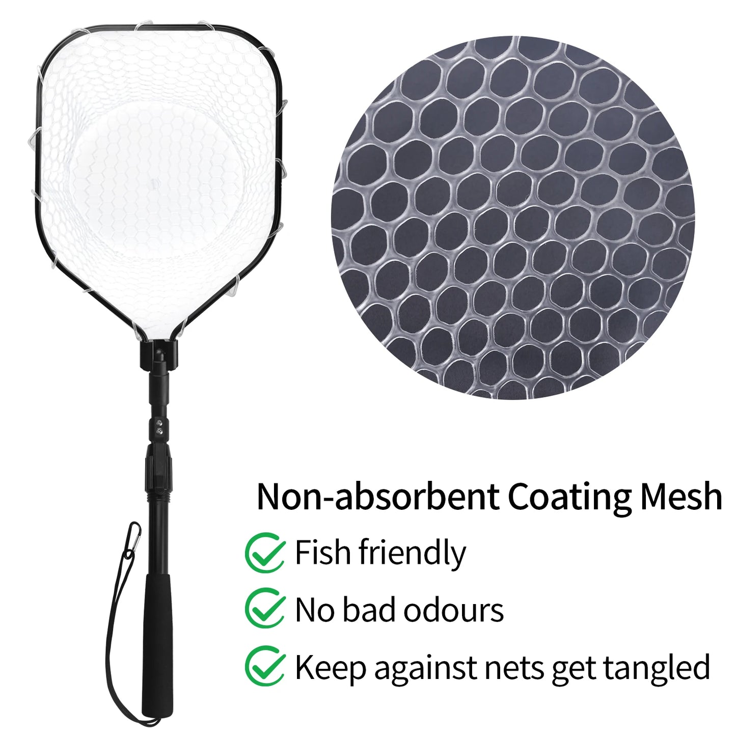 Collapsible Fishing Landing Net With Telescoping Pole Handle