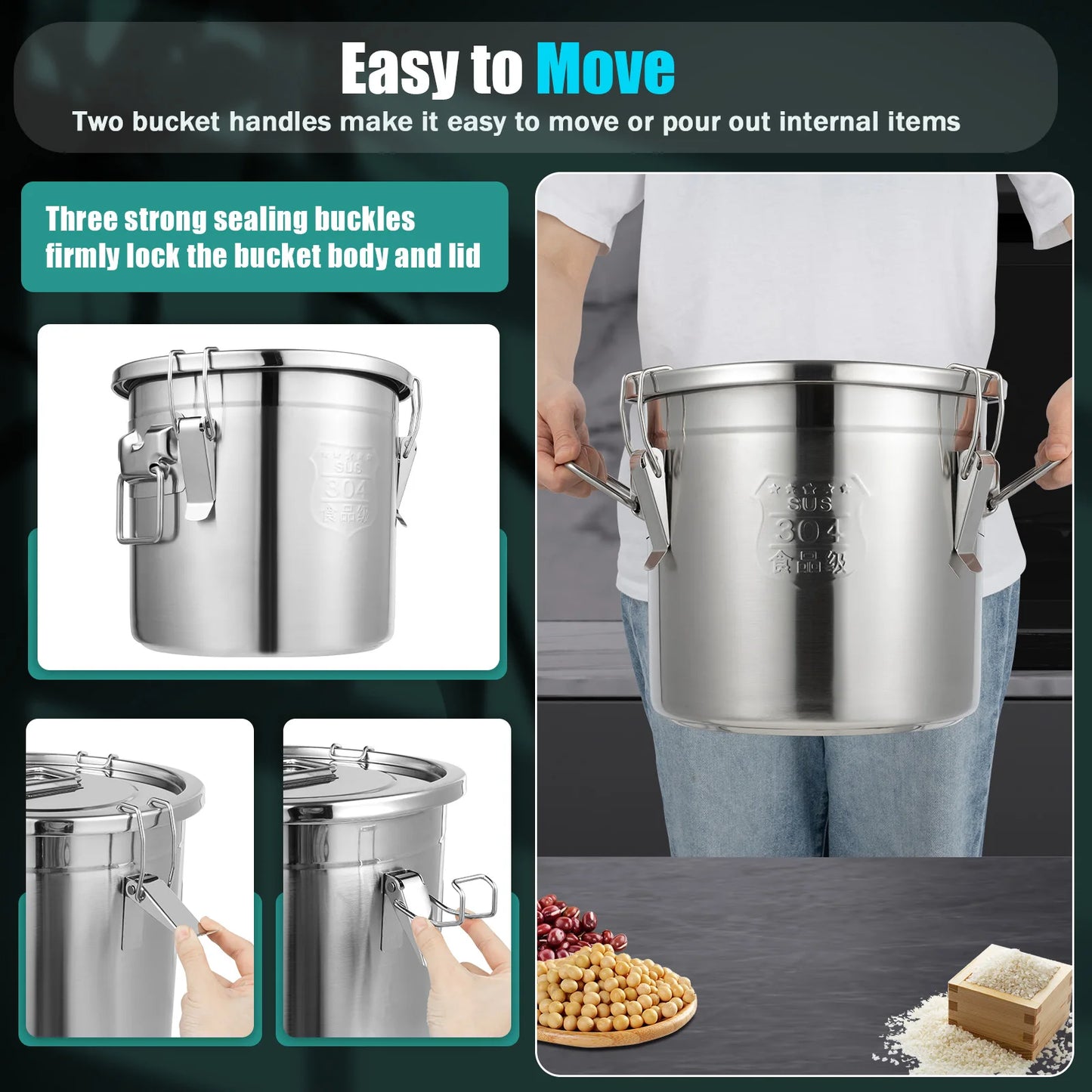 StainlessSteel CerealStorage Container AirtightSealed For AllPurposeFlour Premium Kitchen Organization Solution