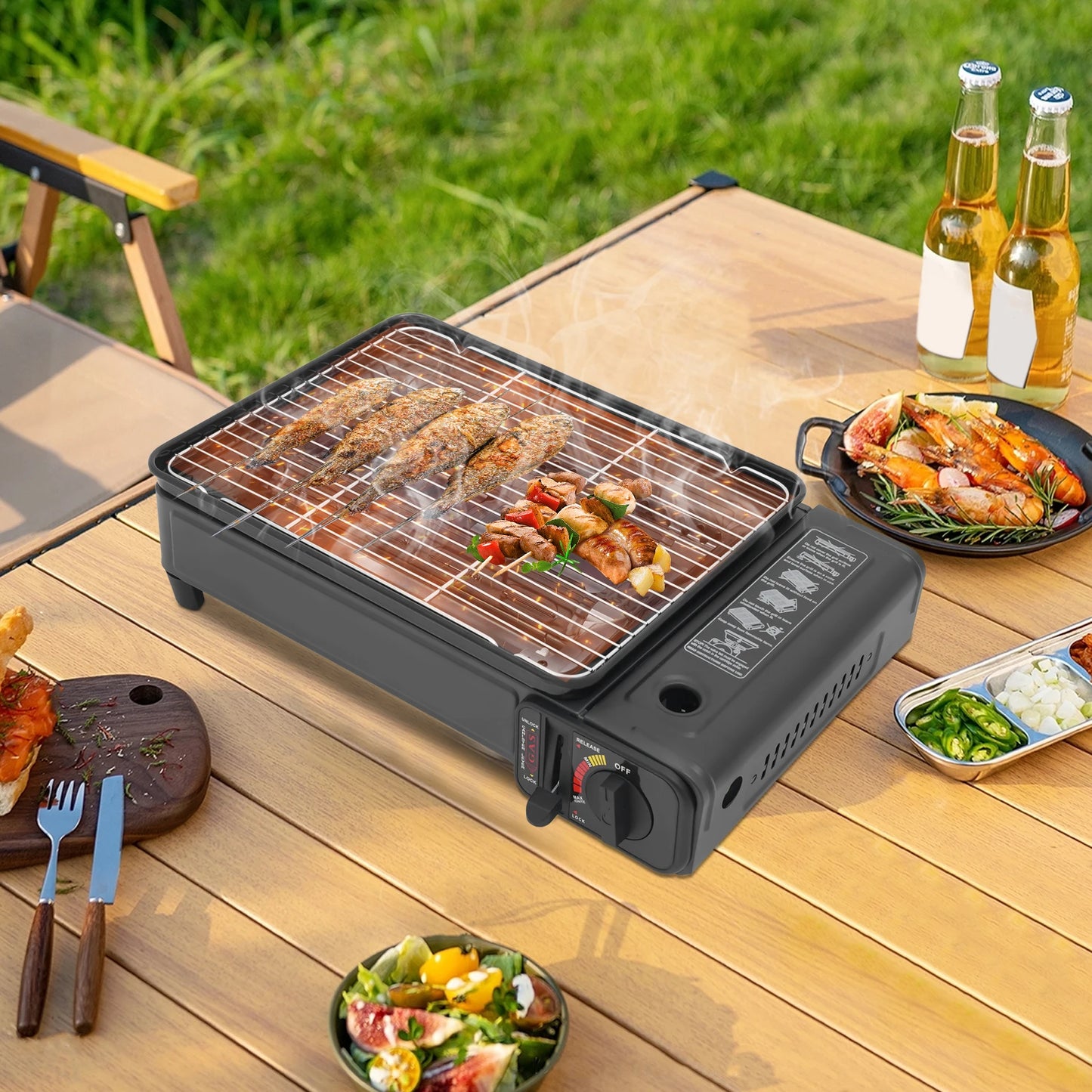 Powerful 2.2KW Portable Gas BBQ Grill Stove For Outdoor Camping