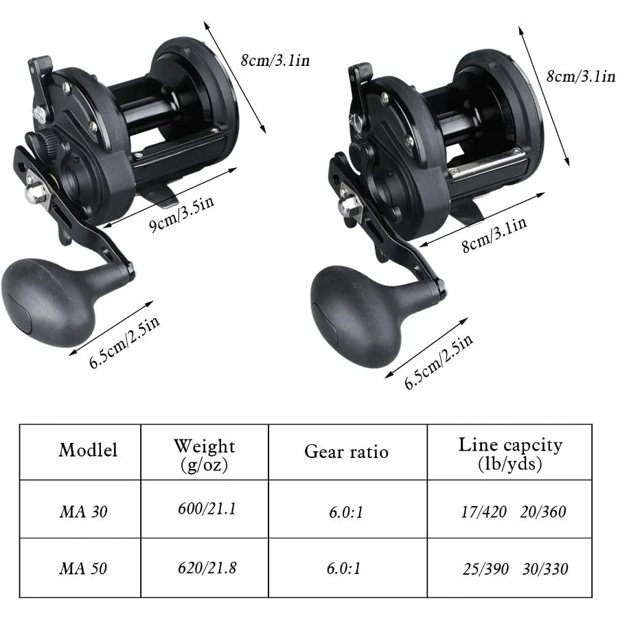 Conventional Trolling Reel With Powerful Drag For Saltwater Big Game