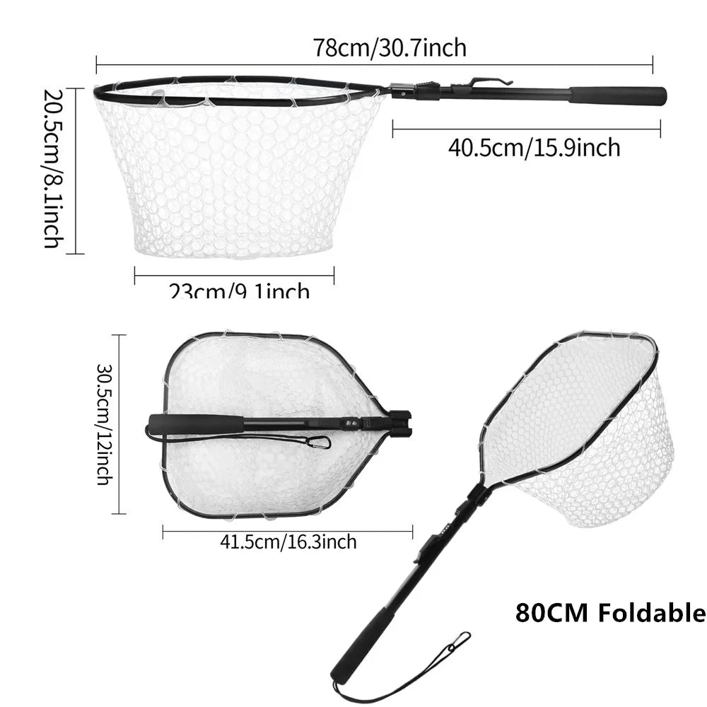 Collapsible Fishing Landing Net With Telescoping Pole Handle
