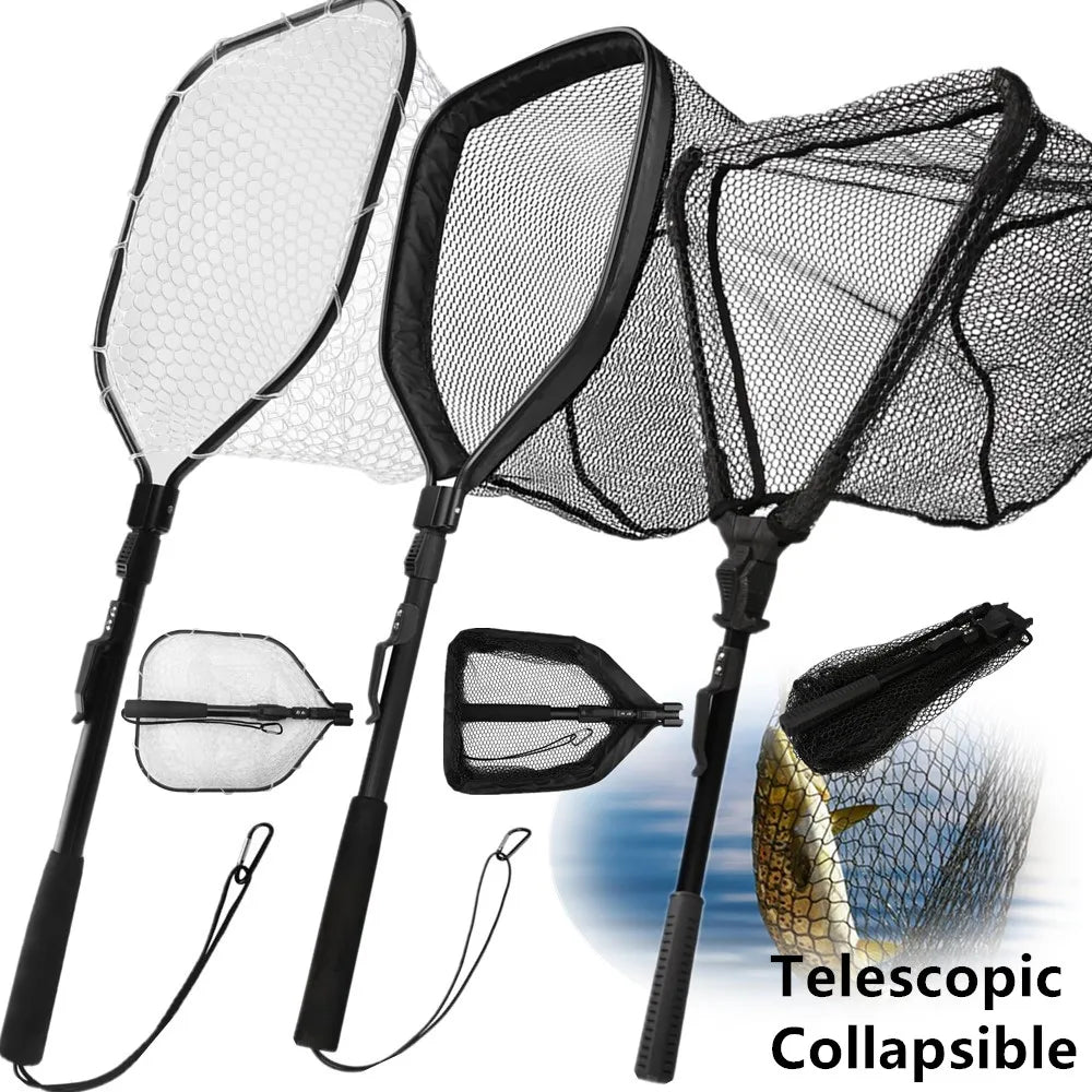 Collapsible Fishing Landing Net With Telescoping Pole Handle