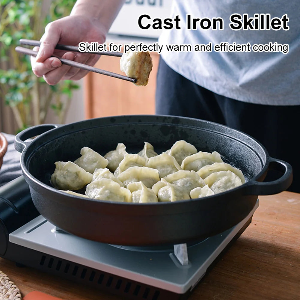 ShunmaiiHign Cast Iron Skillet With Double Handles Preseasoned Bread