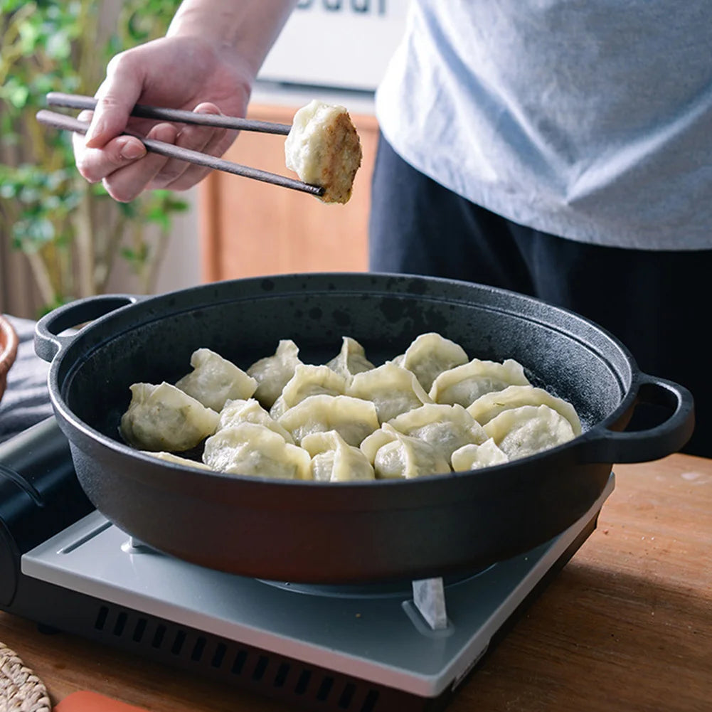 ShunmaiiHign Cast Iron Skillet With Double Handles Preseasoned Bread