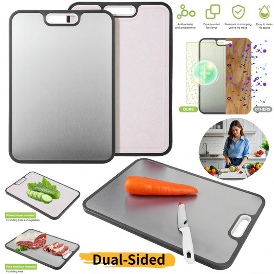 APWIKOGER Double Sided Titanium Cutting Board Food Grade Wheat Straw PP