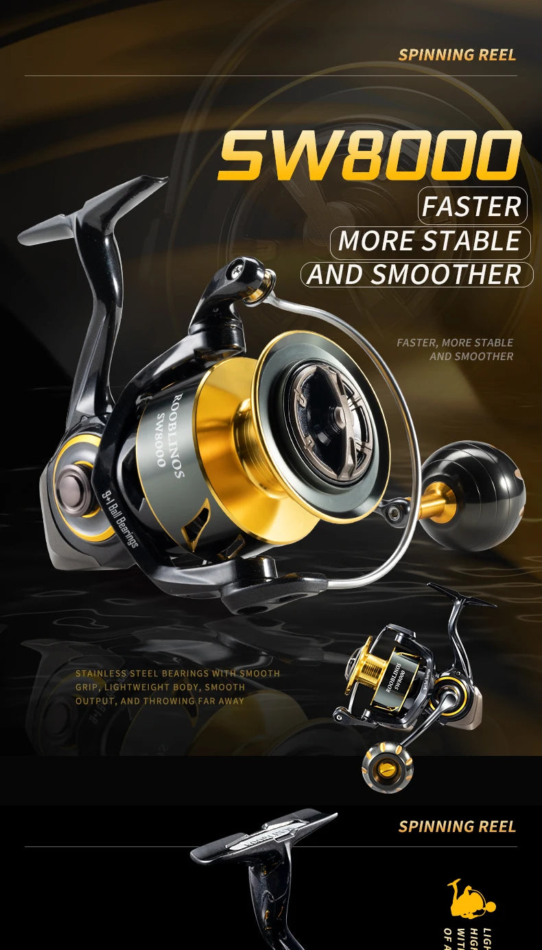 Rooblinos SW Spinning Reel Ultralight Carbon Fiber Surf Reel 18kg Max Drag Saltwater Freshwater Fishing Wheel Tackle Reels