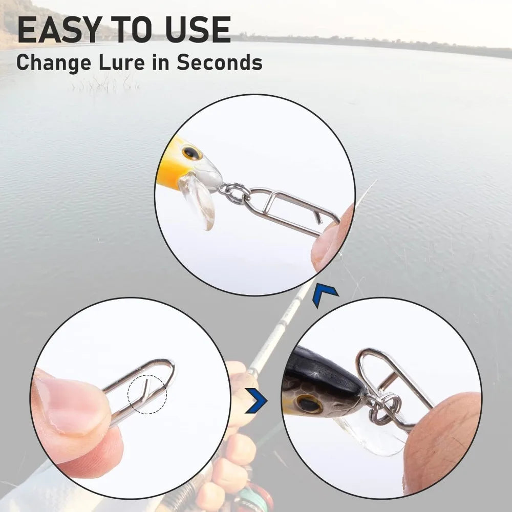 50 Pack IndustrialGrade StainlessSteel PowerSpeed Fishing Clips QuickChange Lures