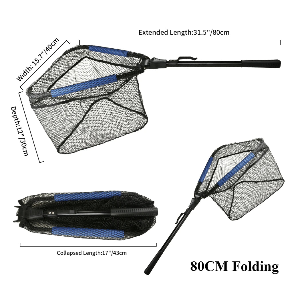 Collapsible Fishing Landing Net With Telescoping Pole Handle