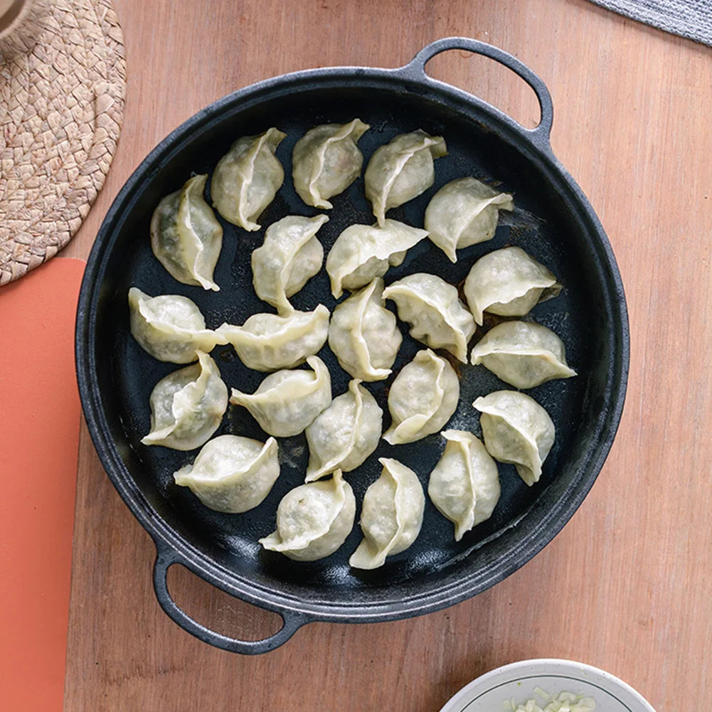 ShunmaiiHign Cast Iron Skillet With Double Handles Preseasoned Bread