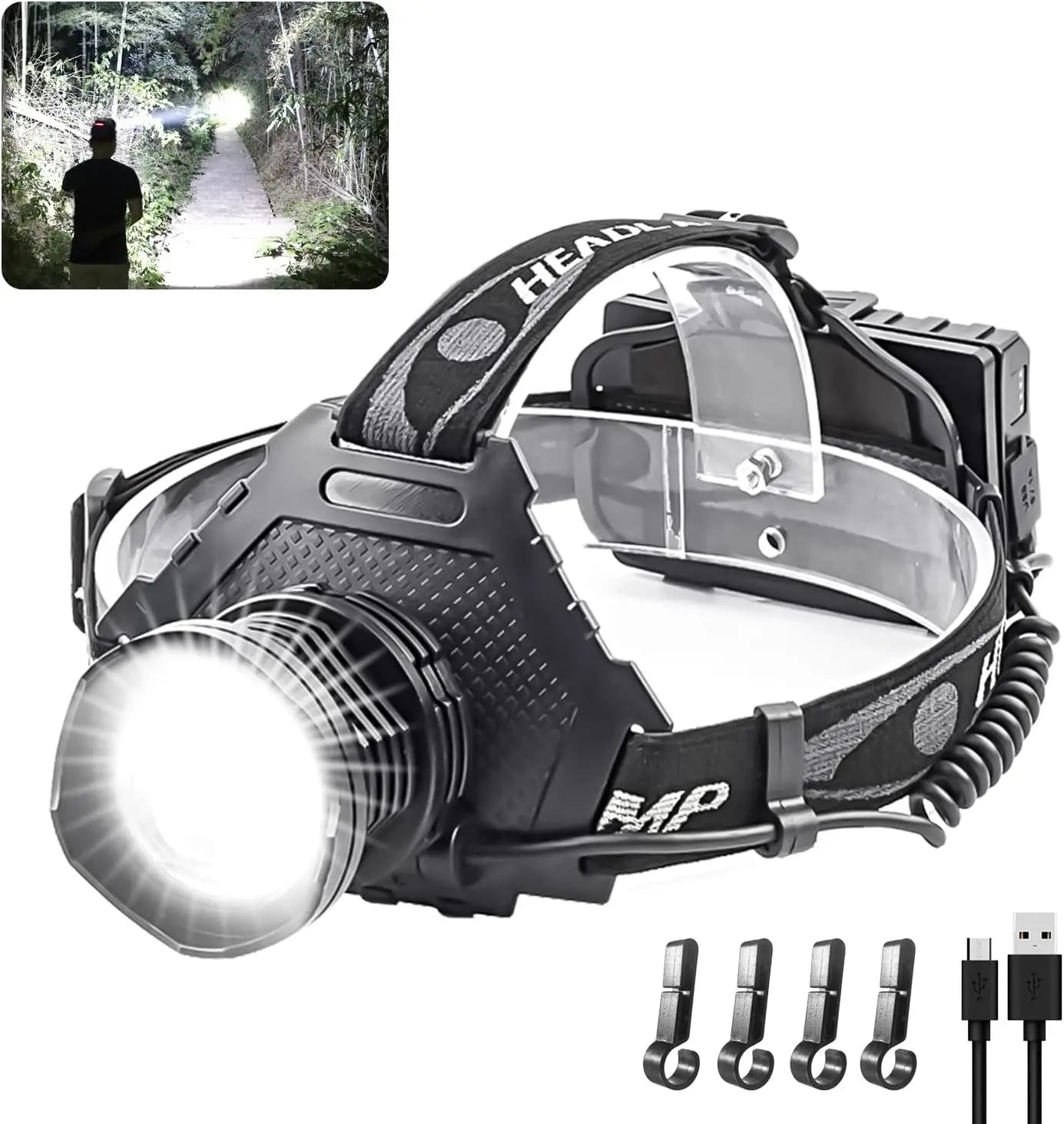 USB Rechargeable Headlamp For Night Fishing High Power LED Headlight