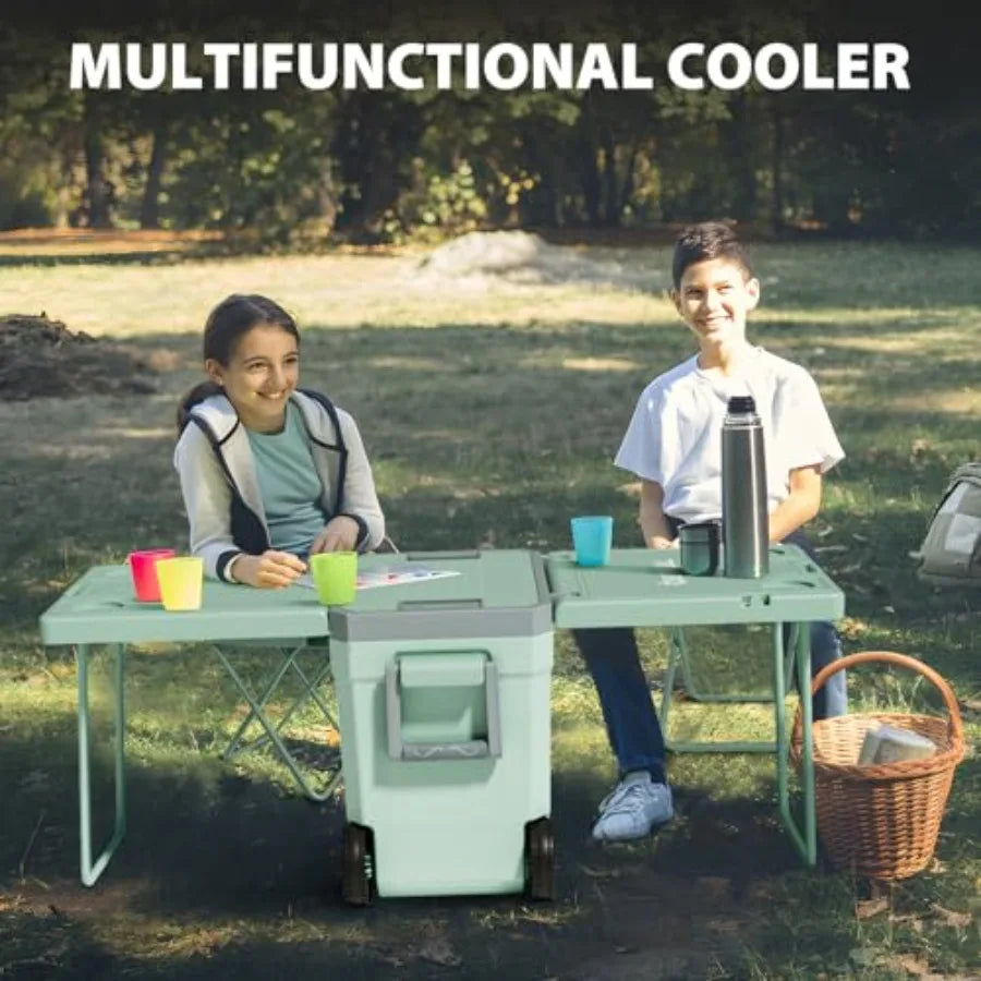 Wheeled Portable Cooler With Leakproof Insulation For Outdoors