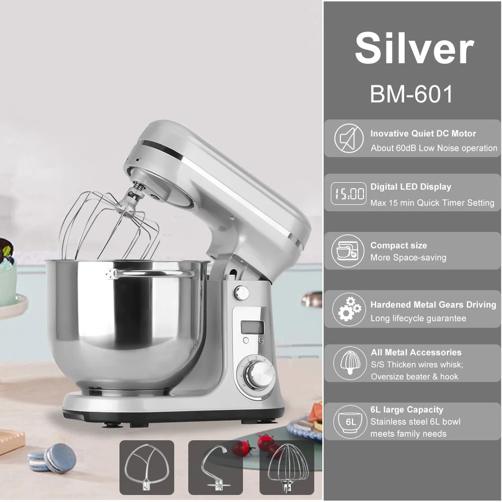 Biolomix Stand Mixer 1200W 6-Speed Tilt-Head Kitchen Appliance
