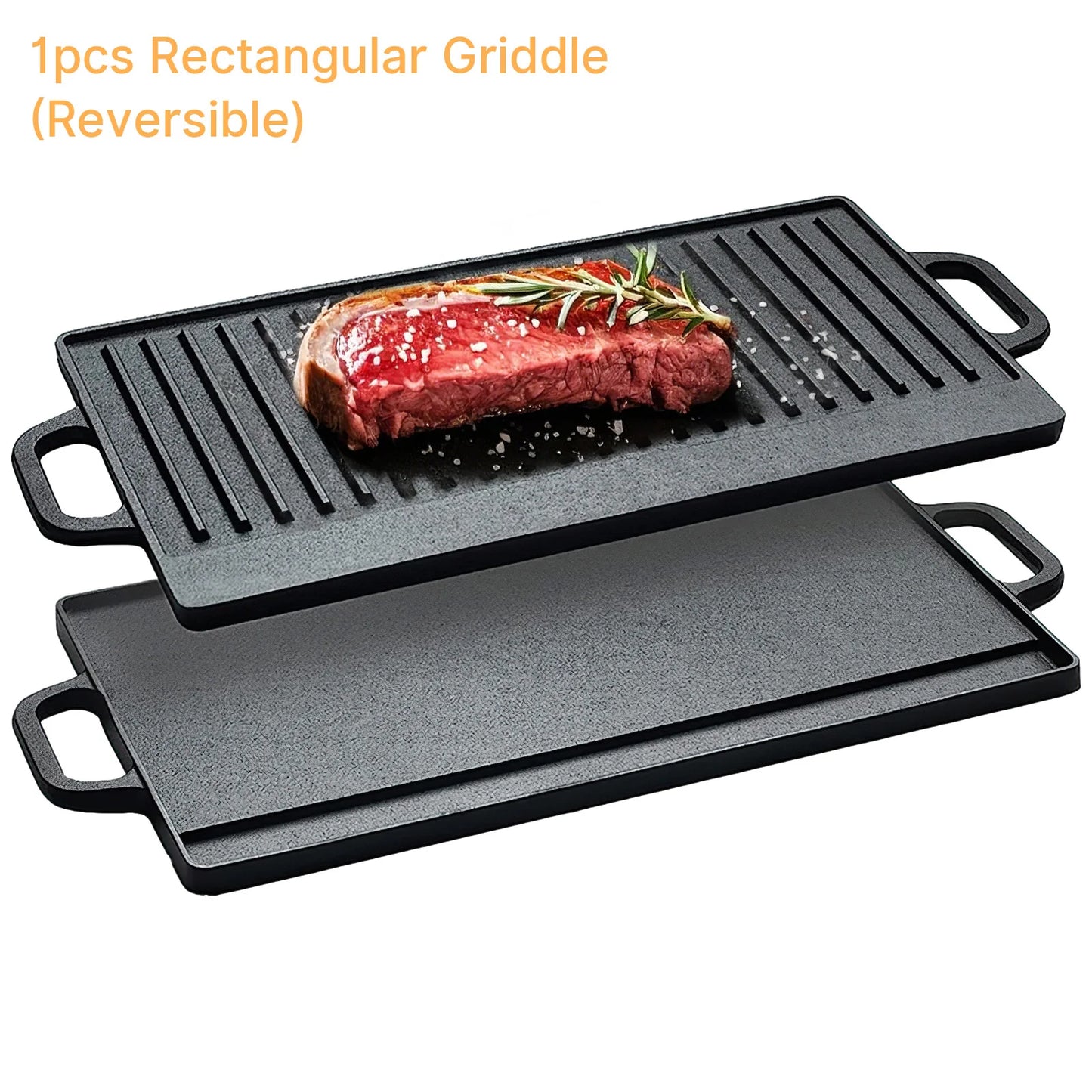 SuperHeavyDuty Cast Iron Reversible Griddle Pan With UltraDurable Ergonomic Handles