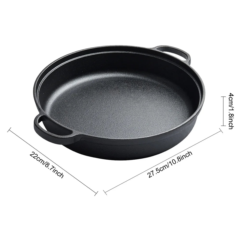 ShunmaiiHign Cast Iron Skillet With Double Handles Preseasoned Bread