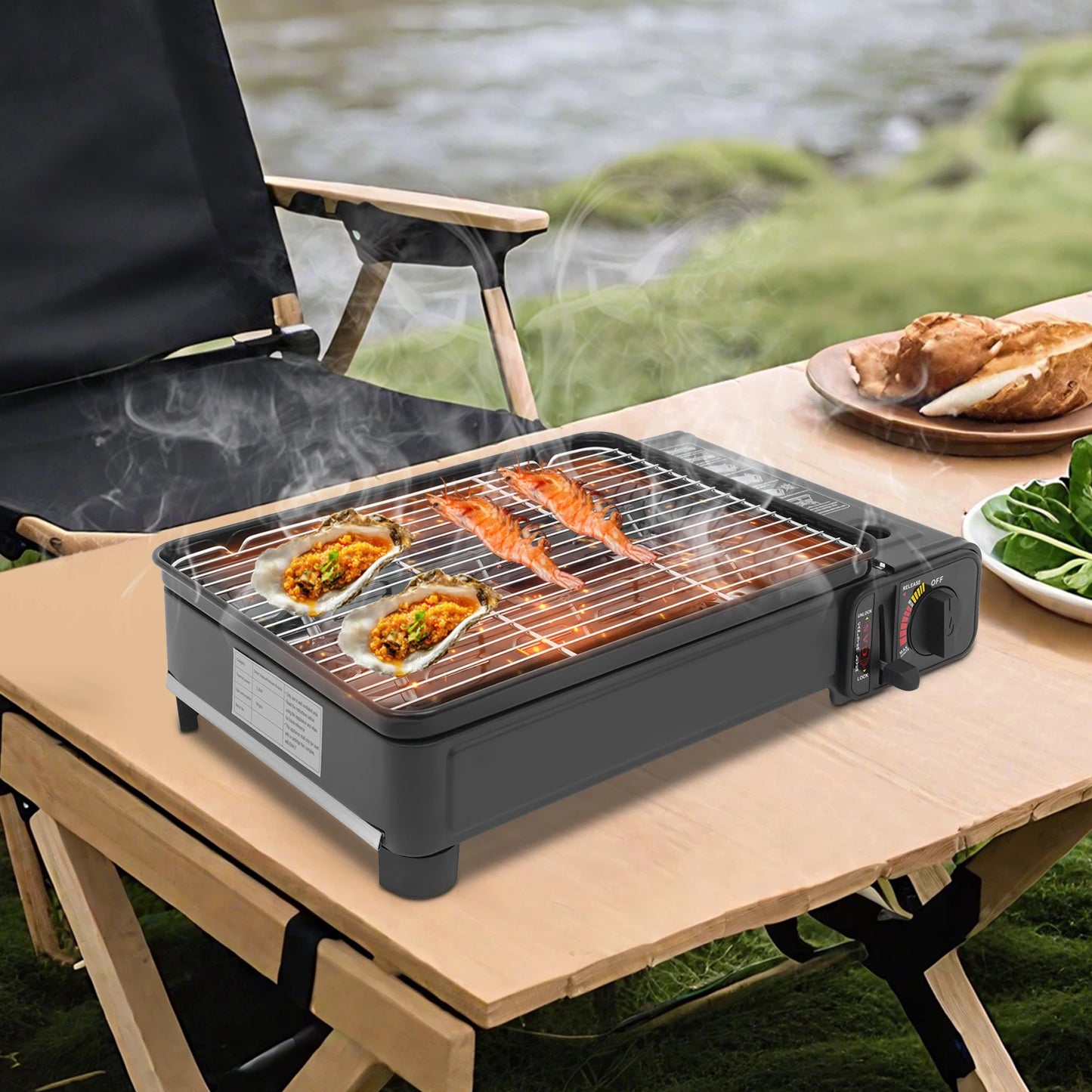 Powerful 2.2KW Portable Gas BBQ Grill Stove For Outdoor Camping