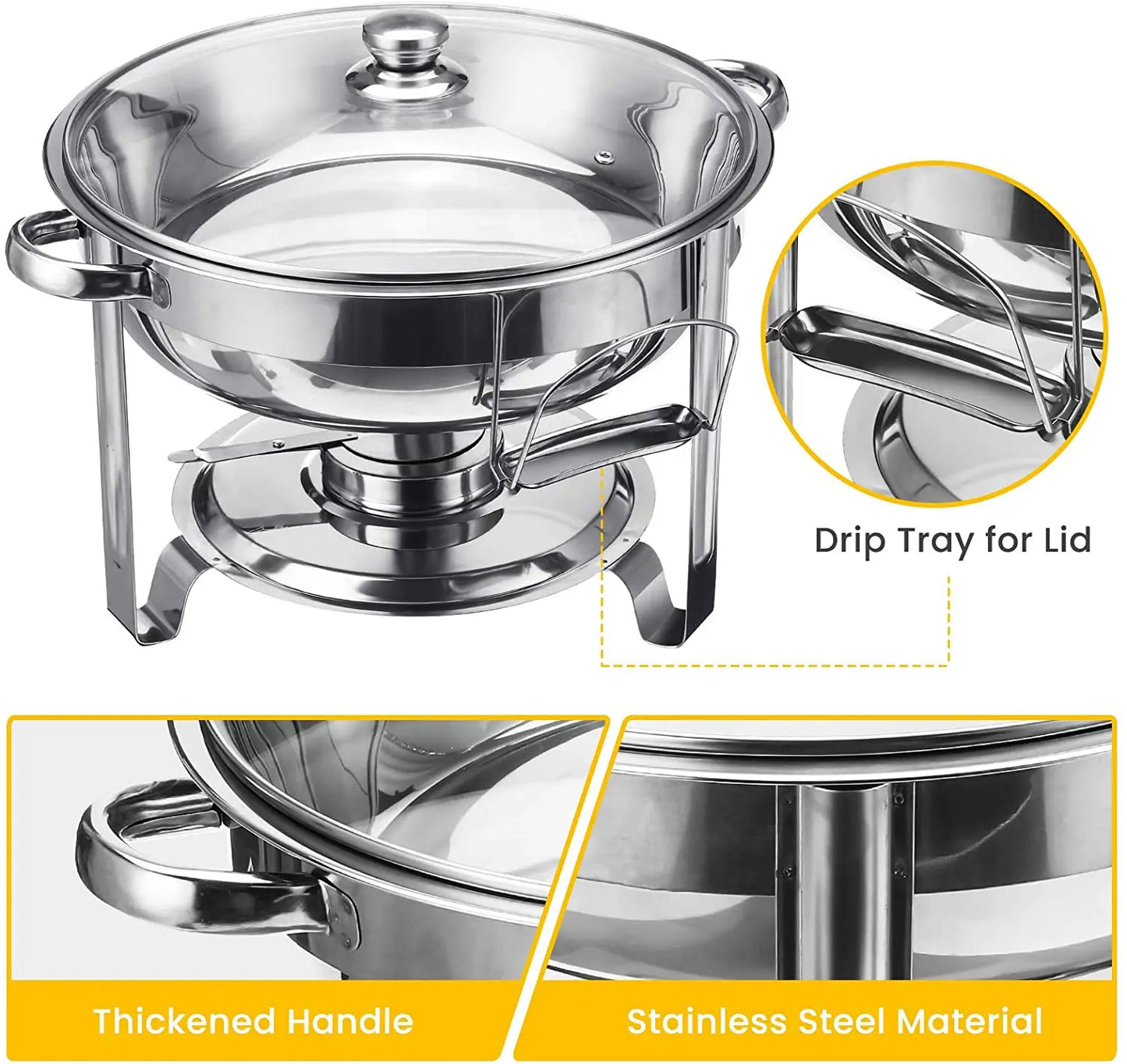 Two Piece Stainless Steel Chafer Buffet Set Water Pan Lid