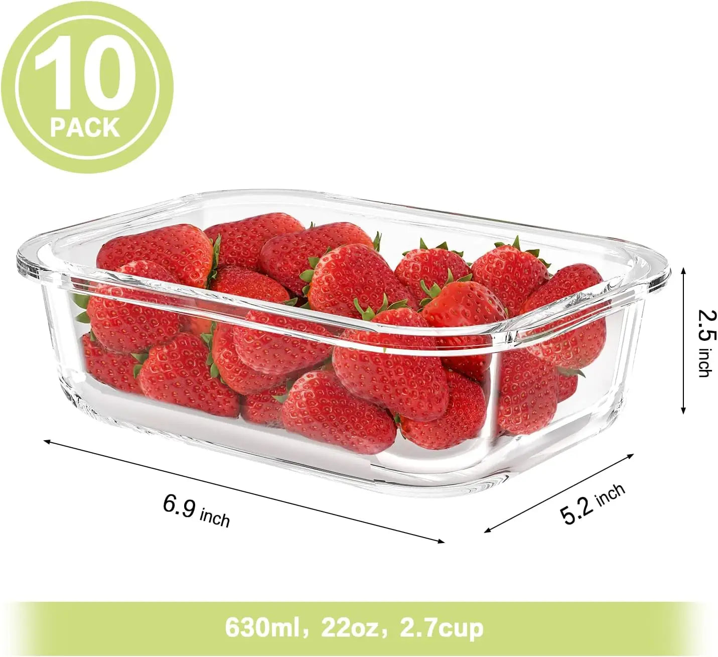 Glass Food Storage Containers 10 Piece Set Airtight Leakproof For Meal Prep Bento