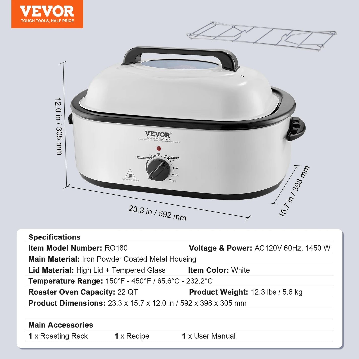 SucceBuy Electric Roaster Oven With Self Basting Lid 1450W