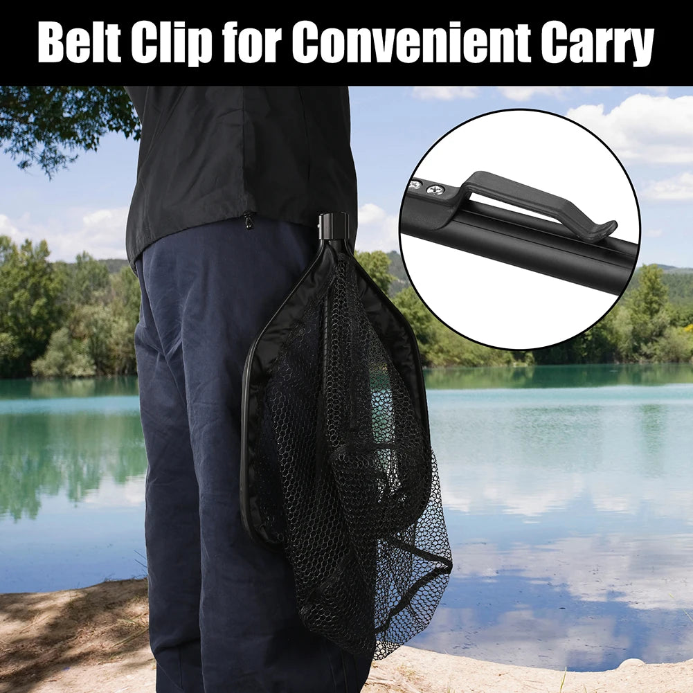 Collapsible Fishing Landing Net With Telescoping Pole Handle
