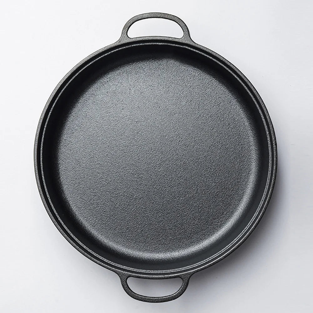 ShunmaiiHign Cast Iron Skillet With Double Handles Preseasoned Bread