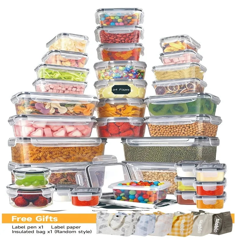 BPA Free 24-Piece Airtight Food Storage Containers Featuring PermanentlyLabeledLids