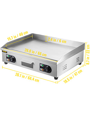 SucceBuy Electric Countertop Griddle Teppanyaki Grill Stainless Steel 1600W 3200W