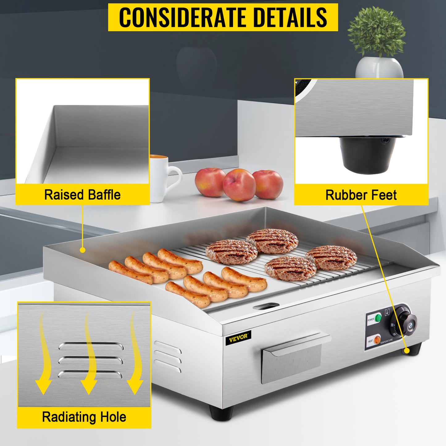 SucceBuy Electric Countertop Griddle Teppanyaki Grill 1600W 3200W