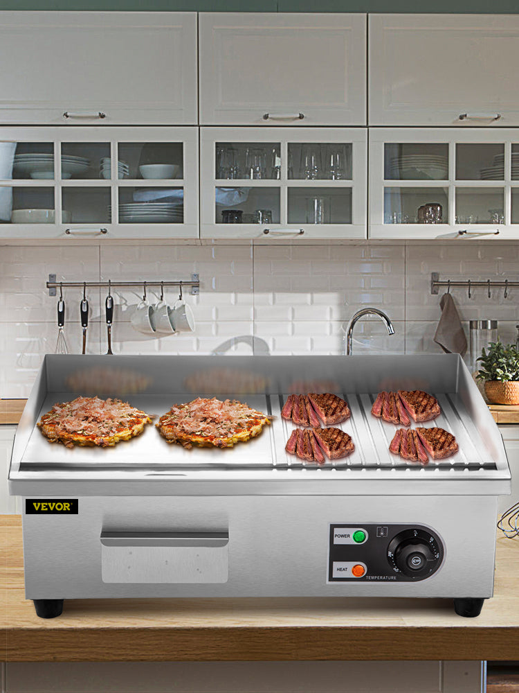 SucceBuy Electric Countertop Griddle Teppanyaki Grill Stainless Steel 1600W 3200W